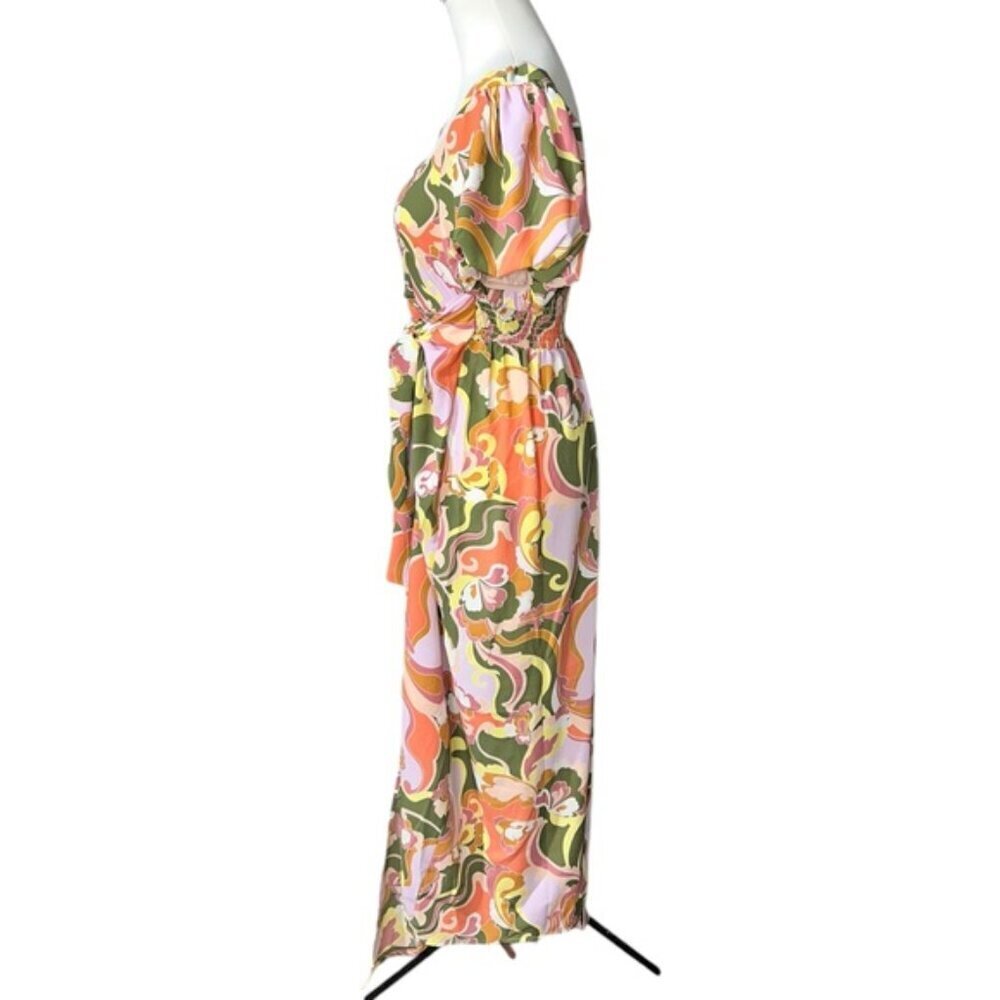 Show Me Your Mumu Danielle Tie Waist Puff Sleeve Dress in Medium - Picture 6 of 9